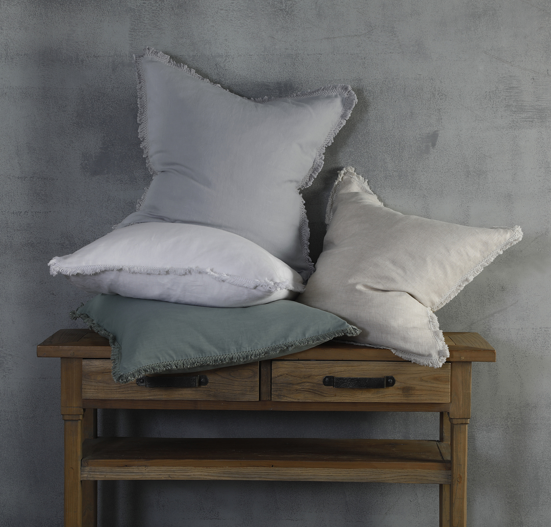 MM Linen - Laundered Linen Duvet Cover Set -  (Lodge and Tassel Pillowcases and Euros Sold Separately) - Natural image 1